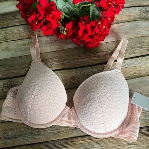 NWT Auden The Everyday Pink Lightly Lined Demi Coverage Underwire Bra